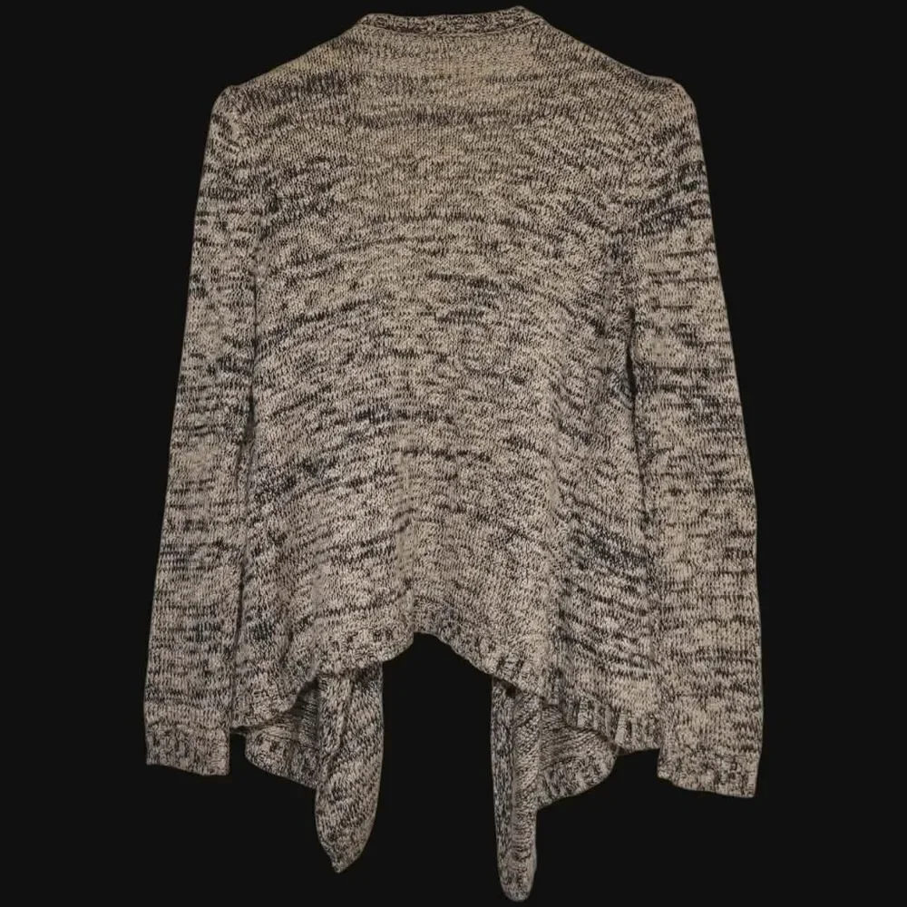Charlotte Russe Open Front Cardigan Sweater Asymmetrical Hem, Black & Tan Small